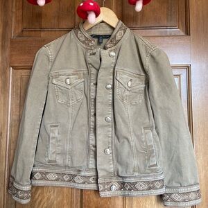 White House Black Market Beige Embroidered Jacket